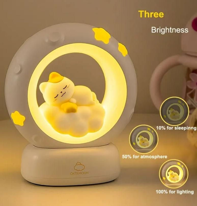 Sleeping Cat LED Night Light Lamp with Touch Control rj1jn6-fq