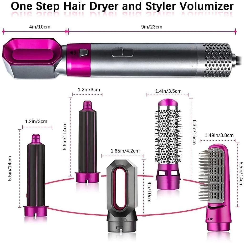 5 in 1 Multifunctional Hair Dryer Styling Tool, Detachable 5-in-1 Multi-Head Hot Air Comb, The Negative Ion Automatic Suction Hair Curler rj1jn6-fq