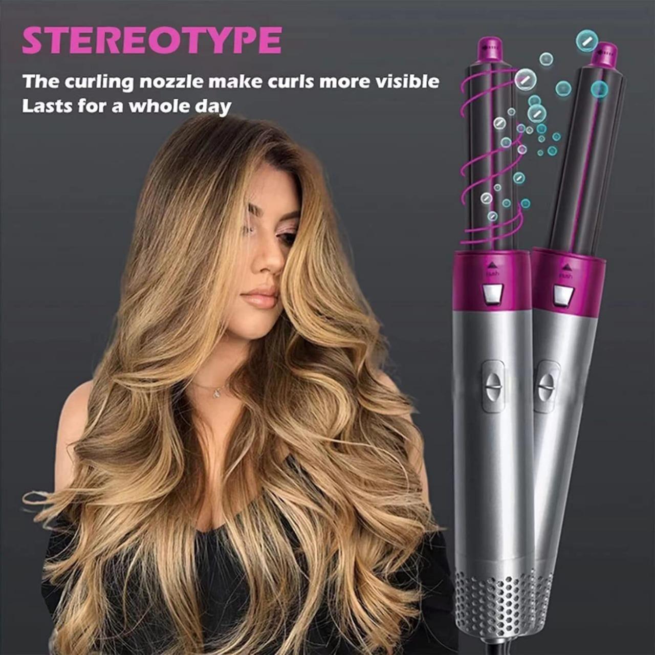 5 in 1 Multifunctional Hair Dryer Styling Tool, Detachable 5-in-1 Multi-Head Hot Air Comb, The Negative Ion Automatic Suction Hair Curler rj1jn6-fq