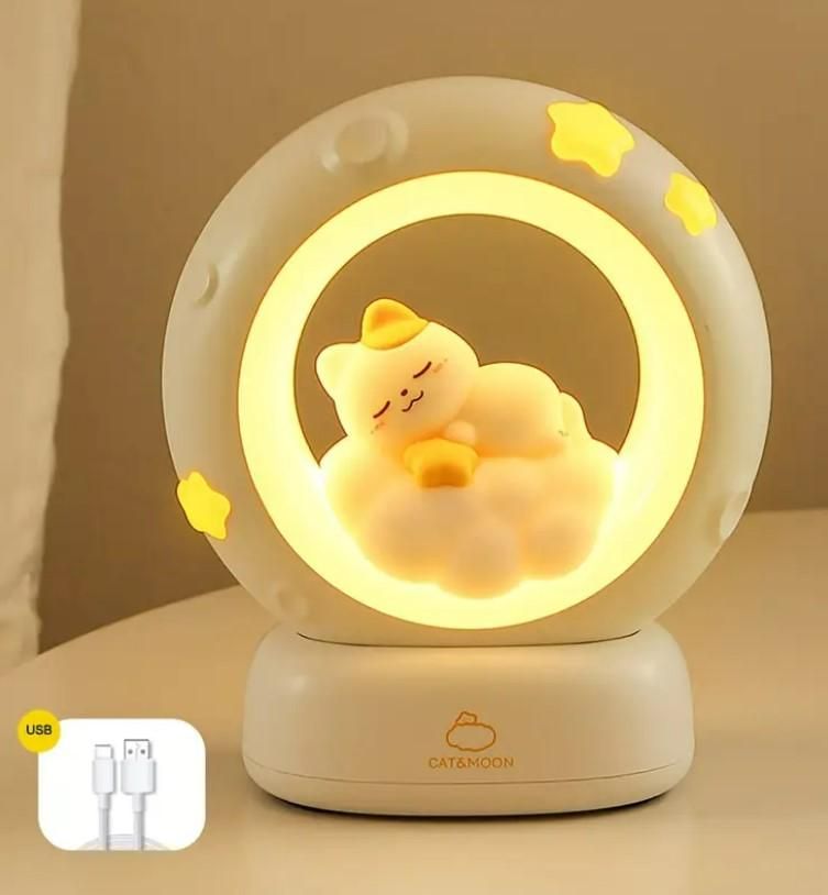Sleeping Cat LED Night Light Lamp with Touch Control rj1jn6-fq