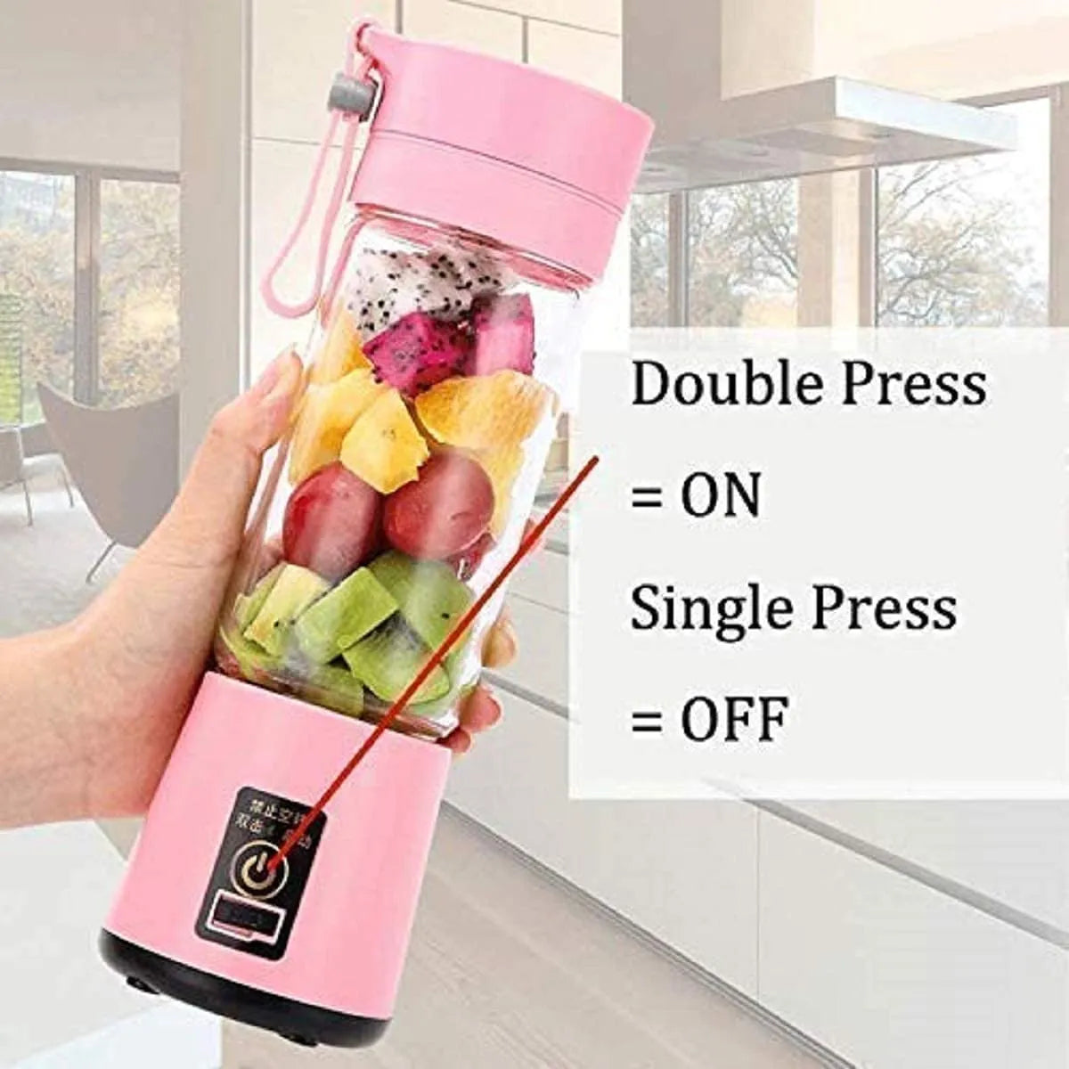 Portable Electric USB Juicer Blender with 6 Blades | 380ML Rechargeable Juice Maker (Color as per availability) Must Grab: A Division of Rm Enterprises
